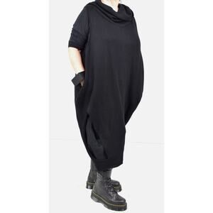 CREARE Sleeveless Turtleneck Oversized Sleeveless Black Knit Dress Avant Garde